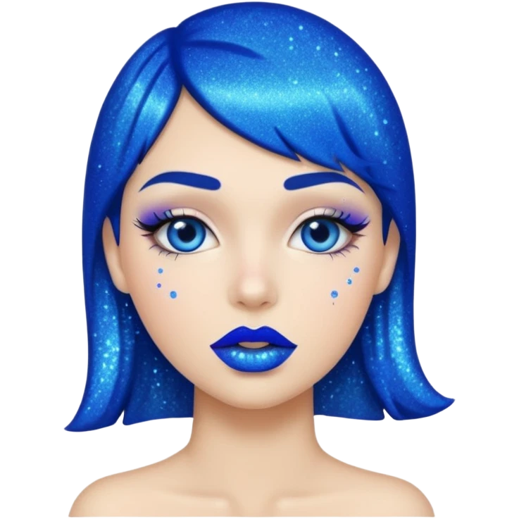 blue lipstick with glitter emoji