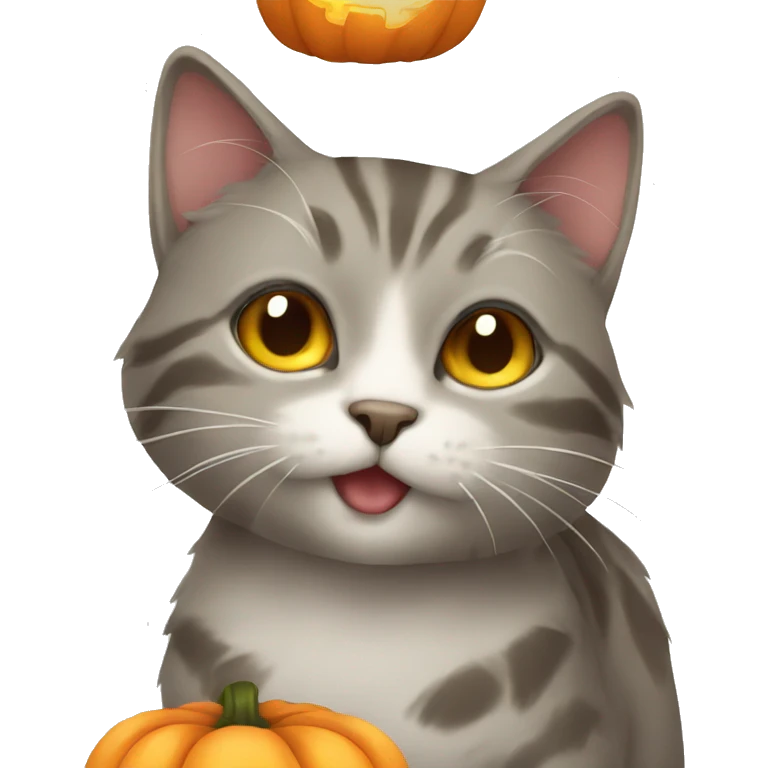 cat with pumpkin emoji