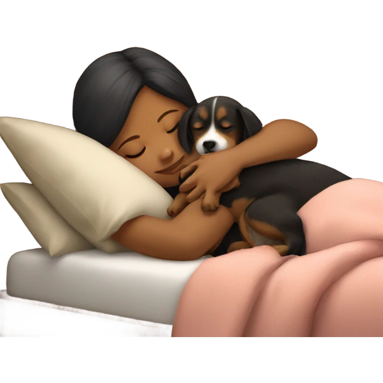 Girl sleeping with a dog  emoji