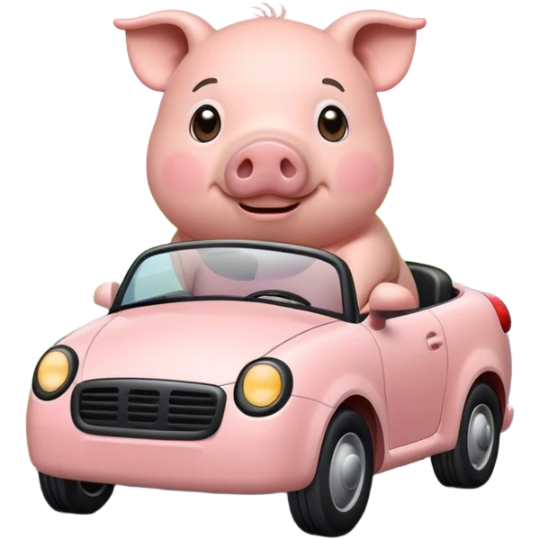 a pig driving on the road emoji