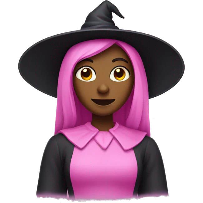 Witch wearing pink emoji