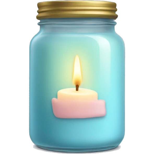 pastel blue candle in a jar emoji