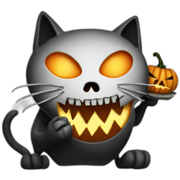 Jack skelington a cat eating jack o lantern emoji