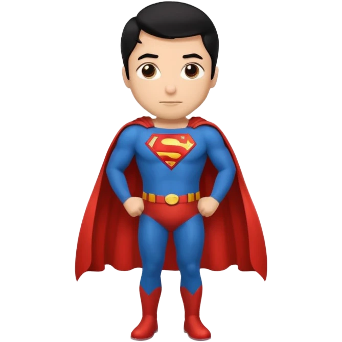 black haired man in superman clothes emoji