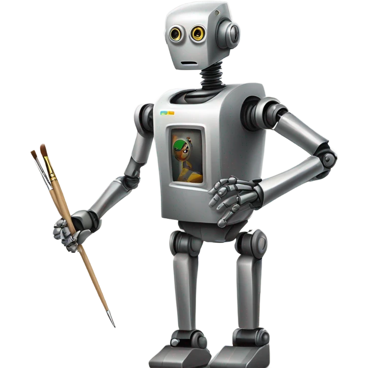 robot paints his self-portrait on canvas emoji