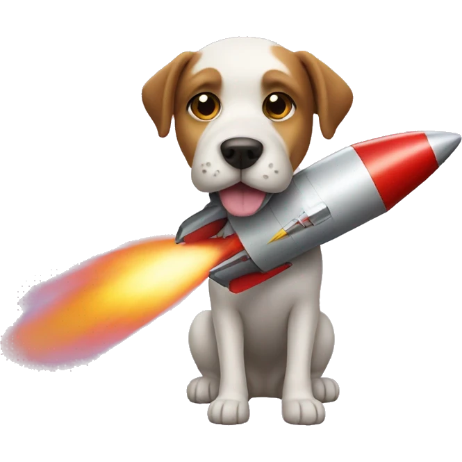 A dog with a rocket emoji