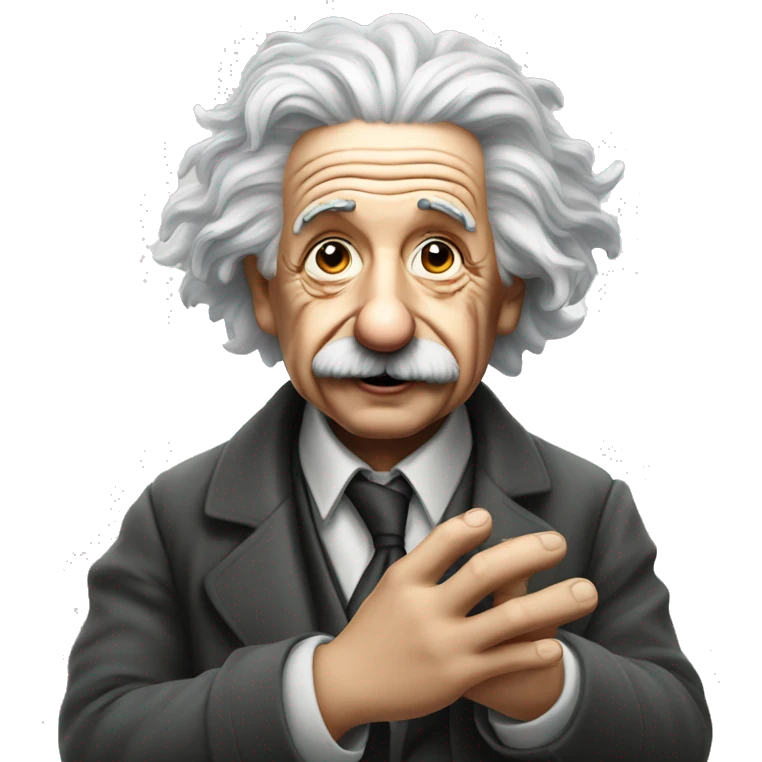 albert einstein with wawing hand emoji