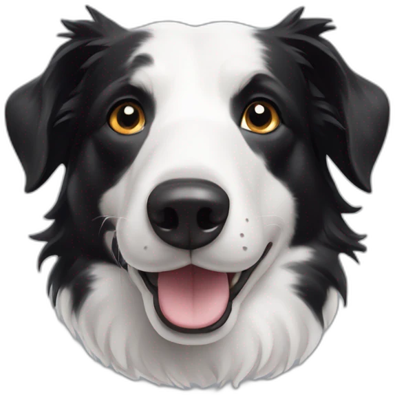 a border collie with asymetric white spot on head emoji