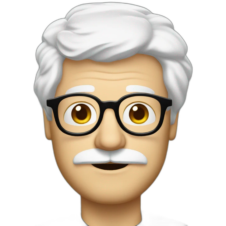 meester frank visser white hair, white mustache and glasses emoji
