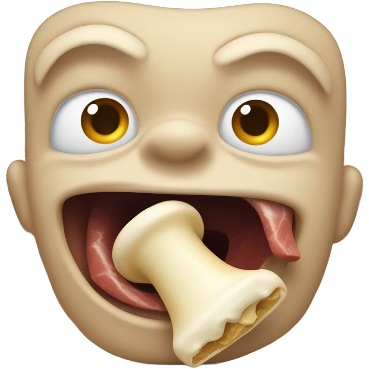 A happy face eating a bone  emoji