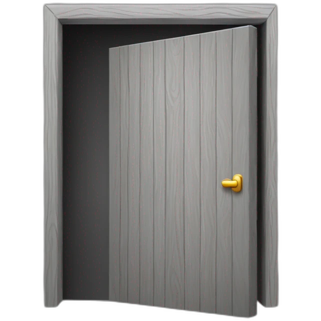 One gray wood open door perspective emoji