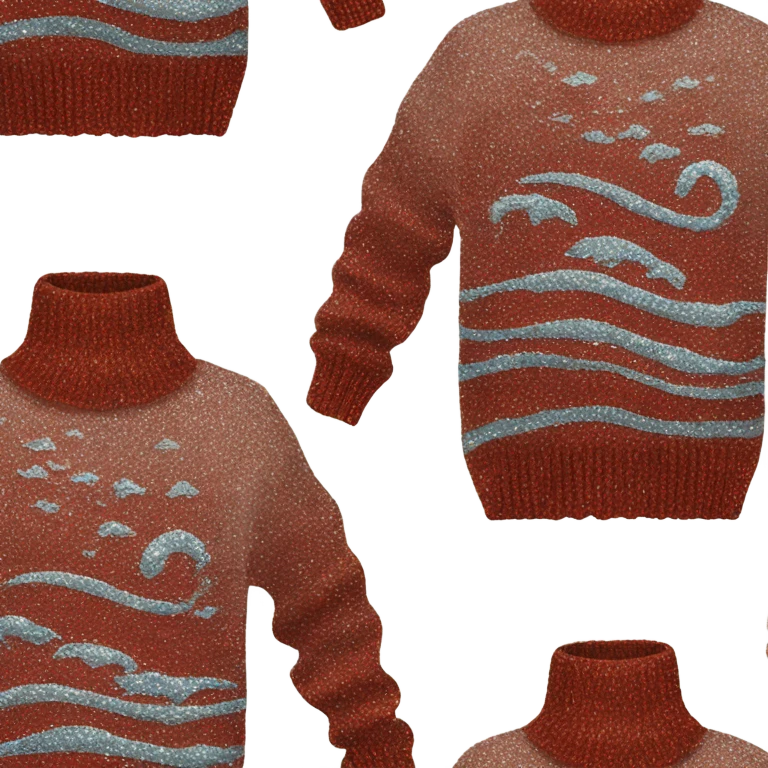 Knit sweater with water wave glitter patterned emoji