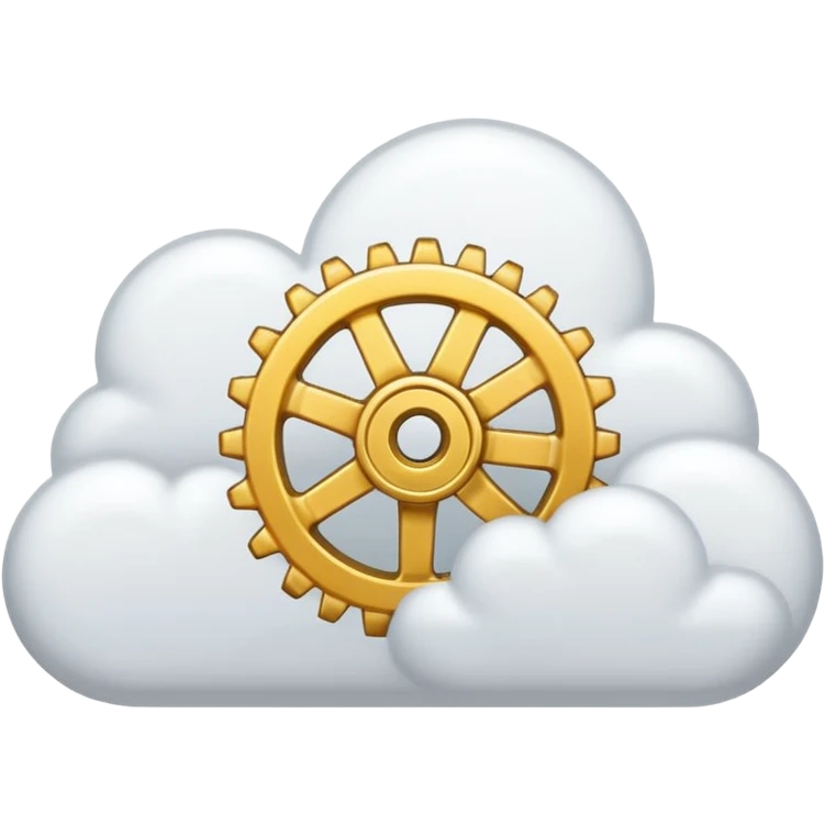 cloud with code brackets {} and a gear emoji