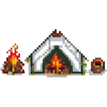 campfire next to a tent at night emoji