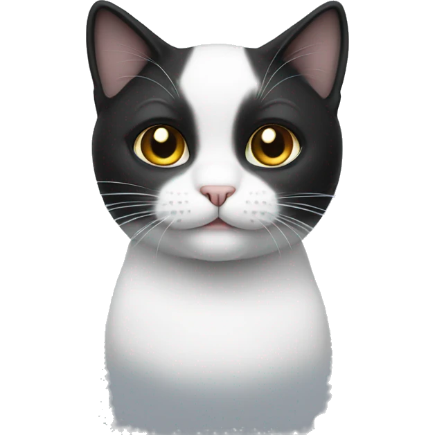 White cat with black emoji