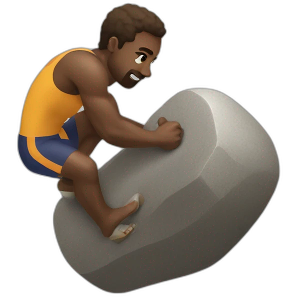 Olympian god rolling a rock emoji