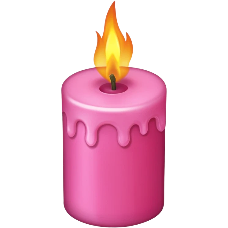 Draw a pink candle with a flame on it from a bird's eye view. emoji