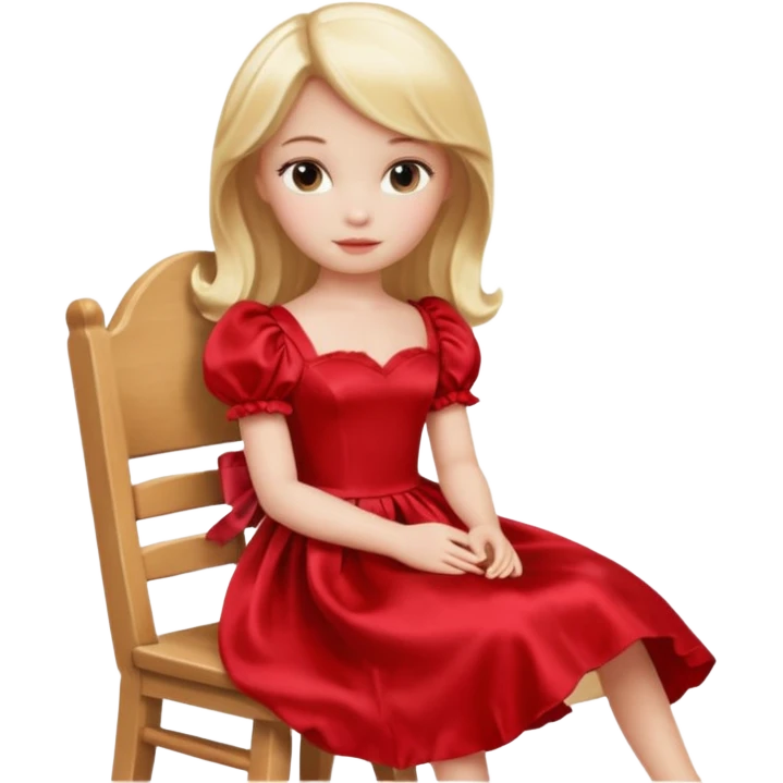 Blonde Doll wearing red Sitting On The Chair  emoji