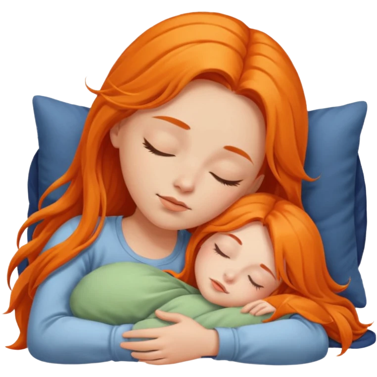 Orange long hair girl sleeping emoji