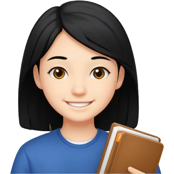 ESTUDIANTE CON CABELLO NEGRO emoji