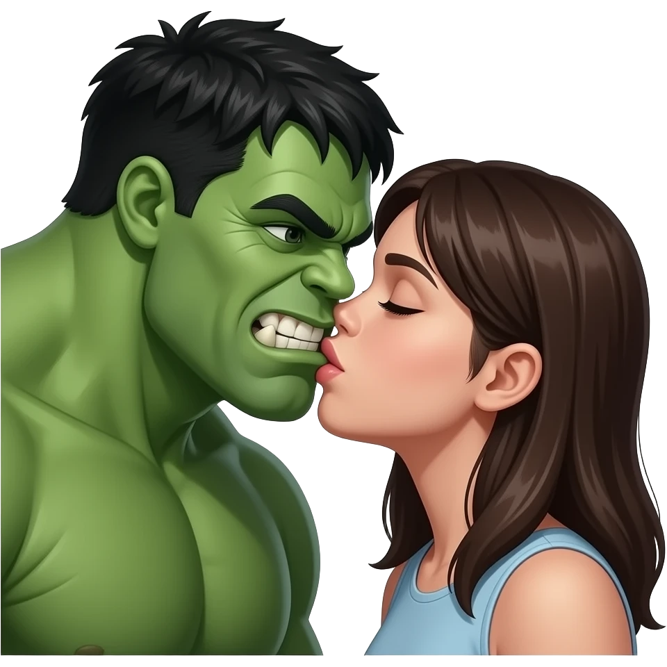 hulk  and hulk woman yong    kiss kiss creepy emoji