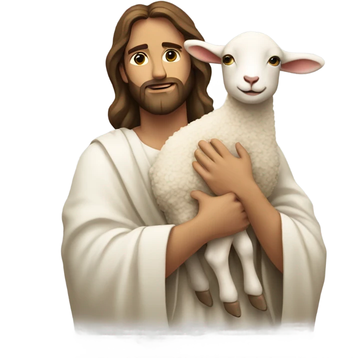 Jesus holding a lamb over his shoulders  emoji