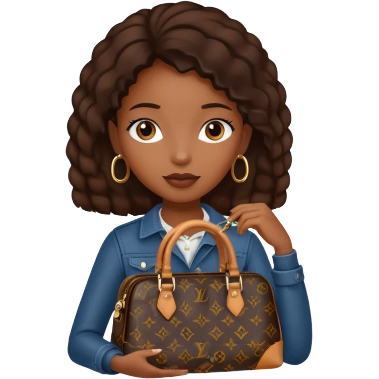 Black girl holding Louis Vuitton purse emoji