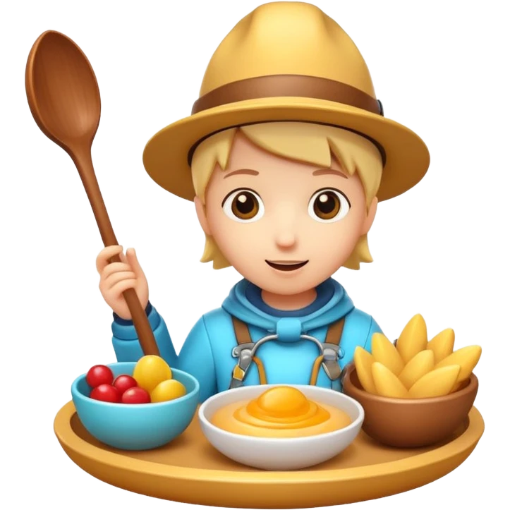 3D symbolizing explorer, discovering new flavors, food theme, cute and modern, soft lighting, glossy, isolated, no background
 emoji