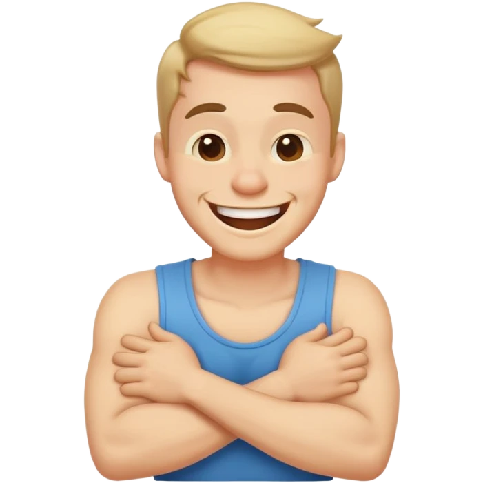 arms crossed holding neck laughing guy emoji