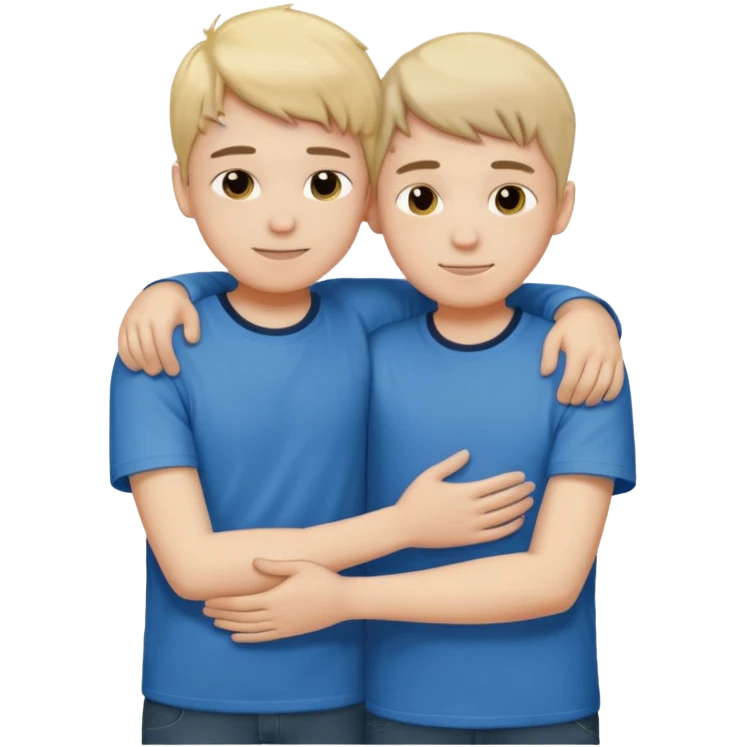 two boys are hugging each other  emoji