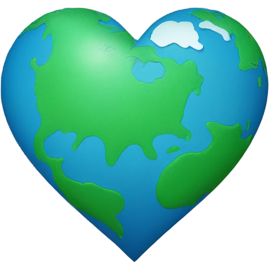 heart shaped earth blue and green emoji