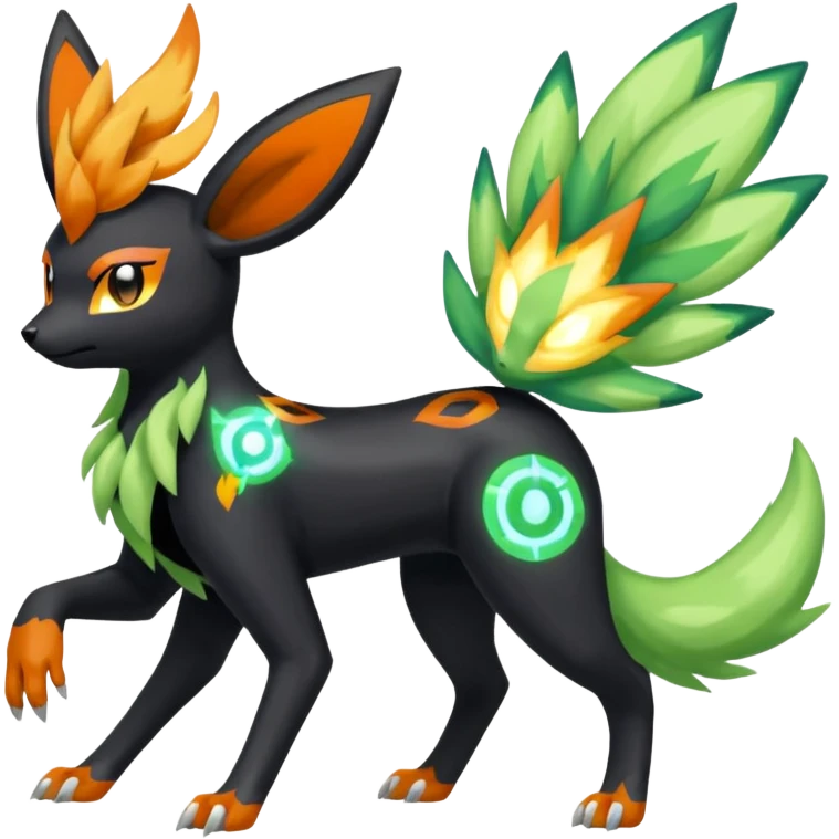 Meloetta-Zygarde-Flareon-Electrike-Manectric-Fakémon-fusion, full body emoji