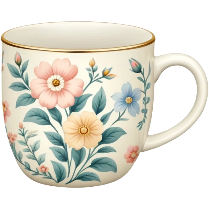 vintage floral porcelain mug emoji