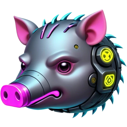 cyberpunk hog with neon emoji
