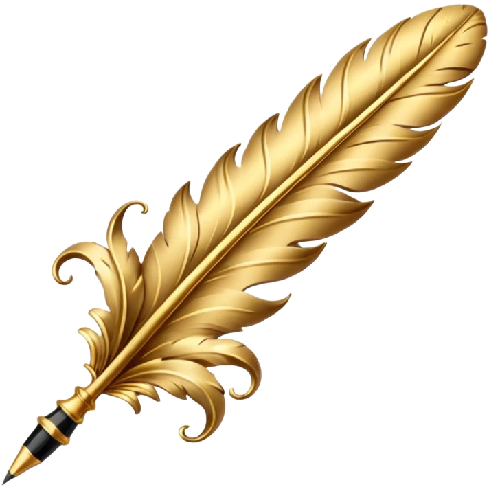 vintage rococo quill with ink drop emoji