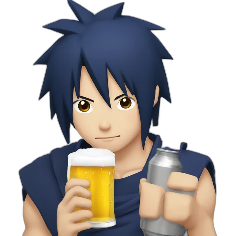 sasuke drinking a beer emoji