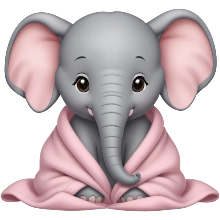 Baby elephant cozy in light pink blanket, Disney-style  emoji