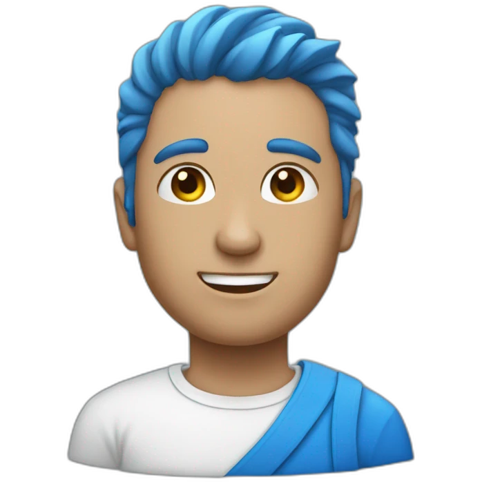 A men wih blue hari emoji