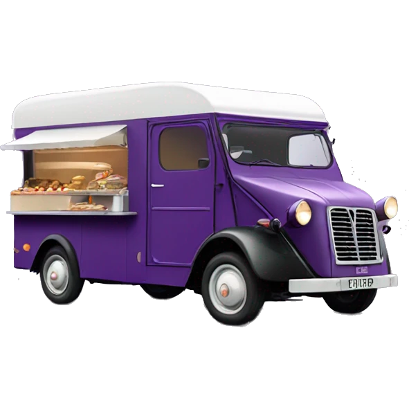 Dark purple vintage citroen type h food truck emoji
