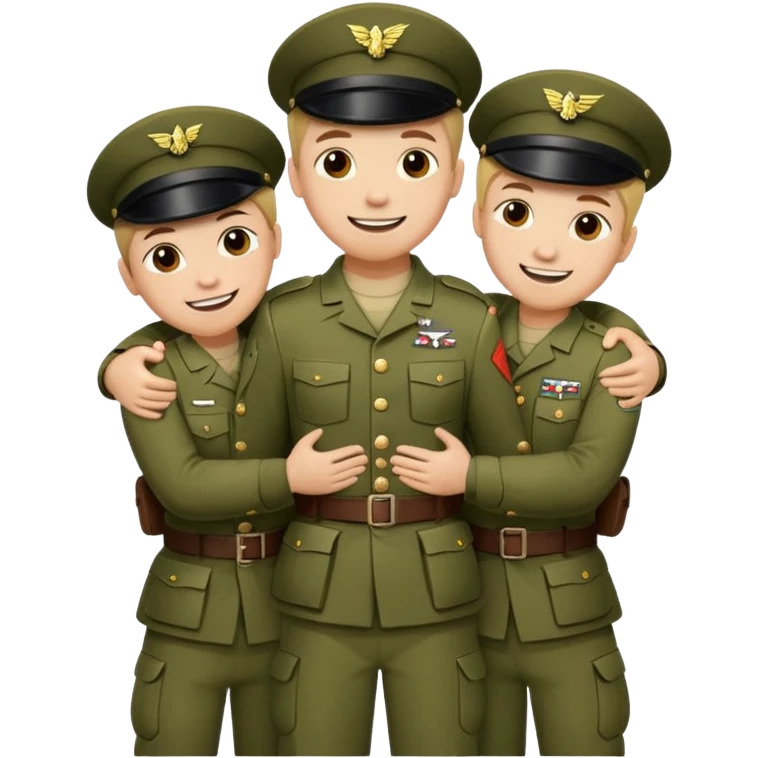 Soldados dando un abrazo de fraternidad emoji