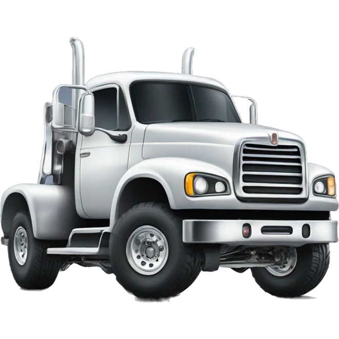 Truck with tall lifted suspension in the front and lowered suspension in the back with big chrome wheels emoji