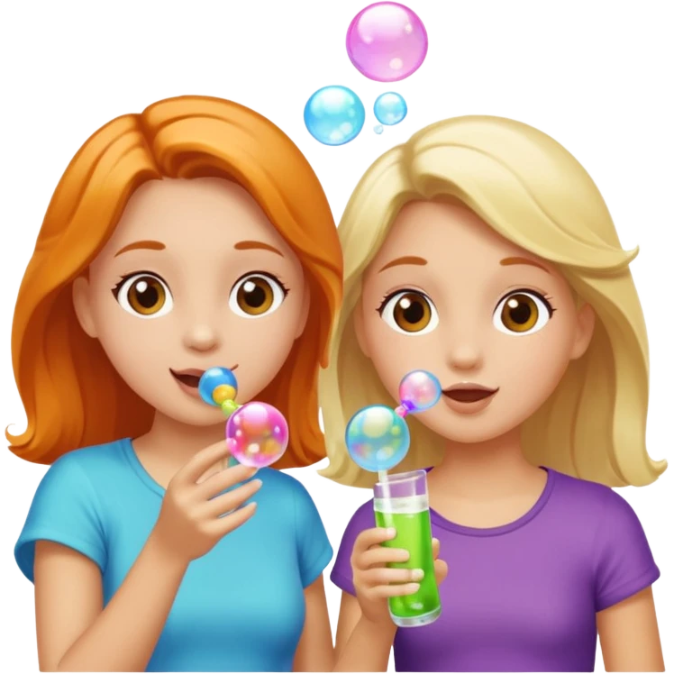 These girls are blowing bubbles emoji