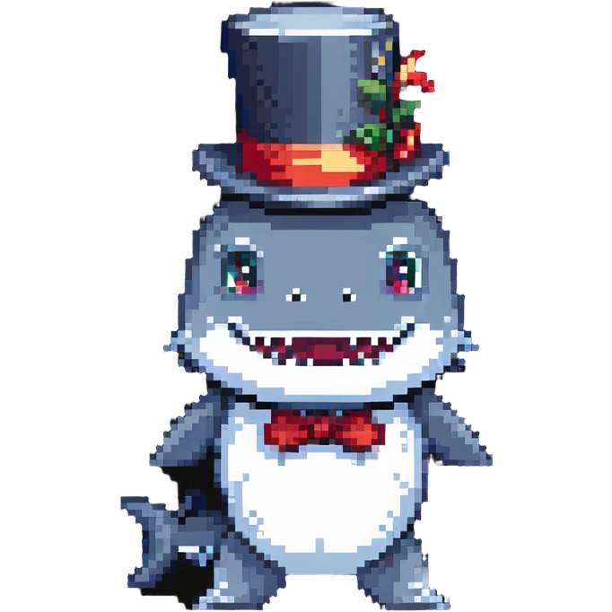 shark wearing a top hat emoji