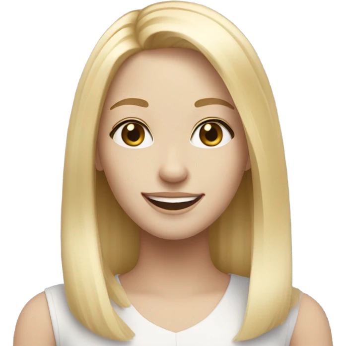 Blonde straight hair girl with pale skin smiling emoji