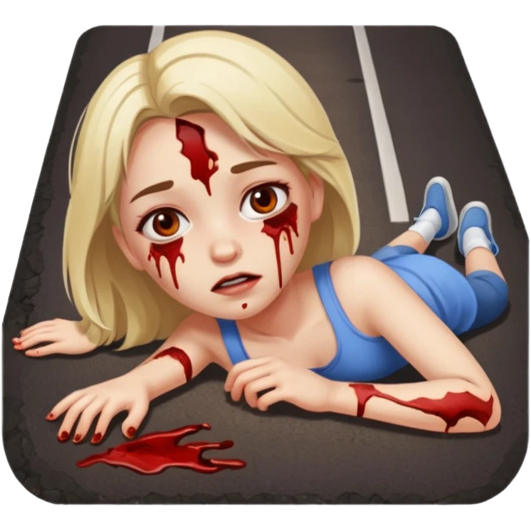 A girl hit by truck in road and been accident emoji