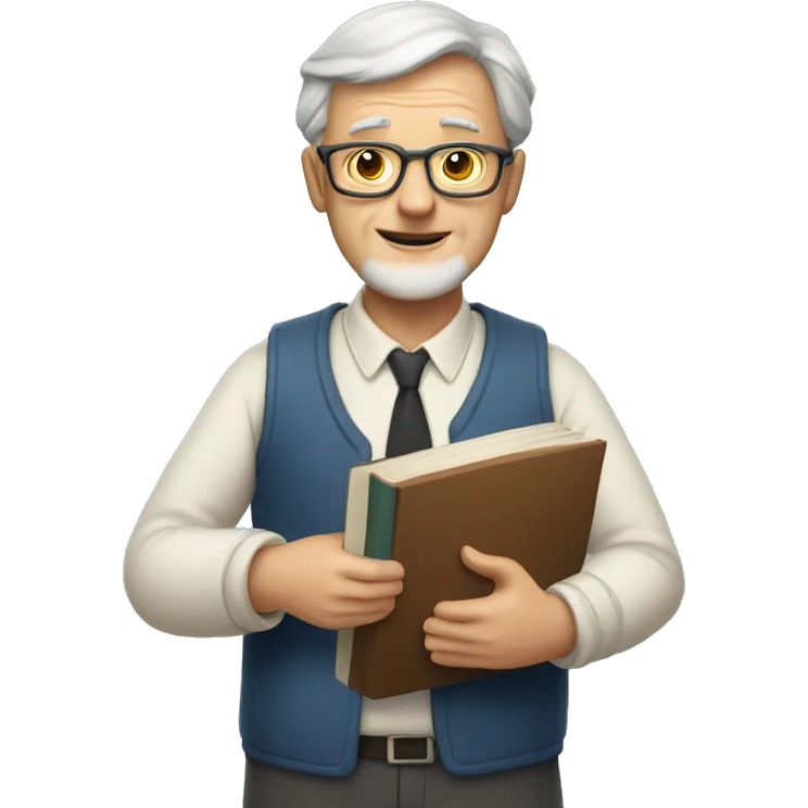 Older man teacher held book standing emoji