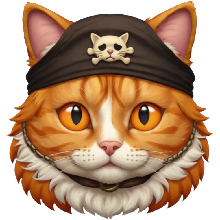 pirate cat with one closed eye with eyeband emoji
