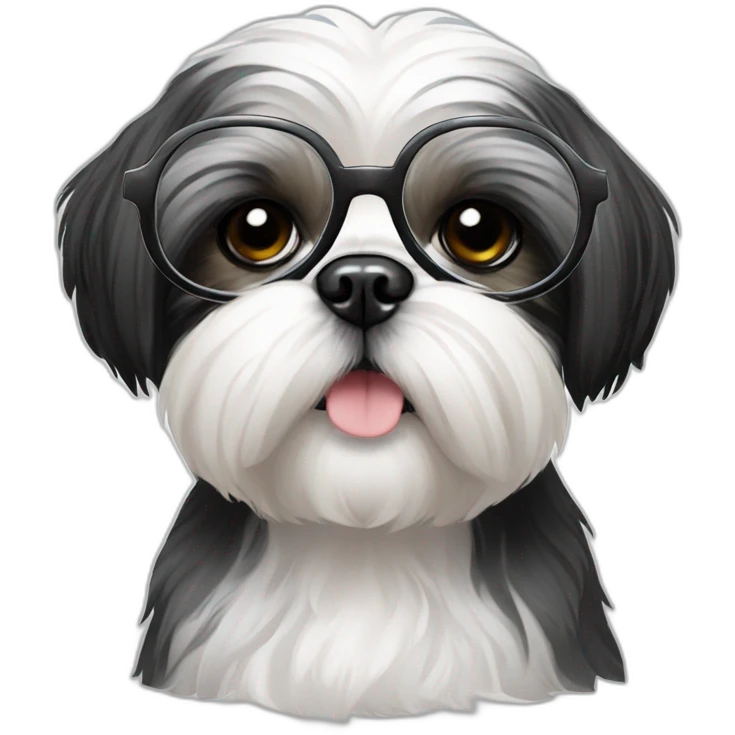 black and white shih tzu in glasses emoji