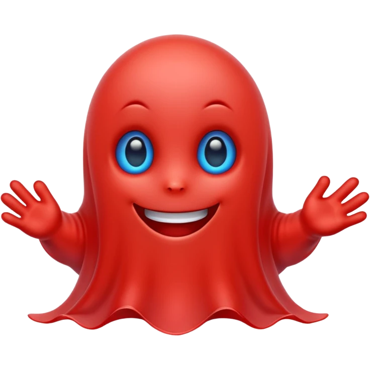 Cute red ghost character with blue eyes emoji