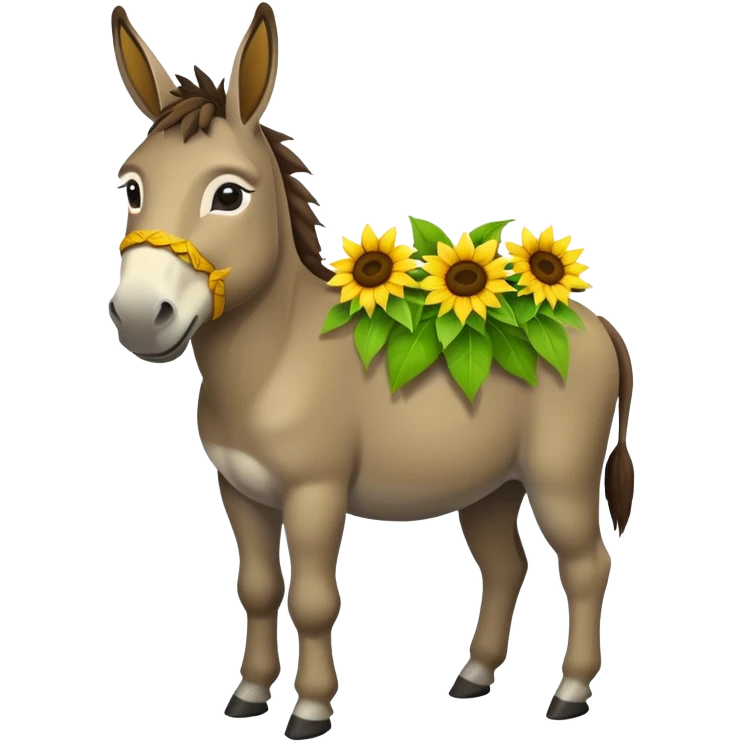 Donkey with sunflowers emoji